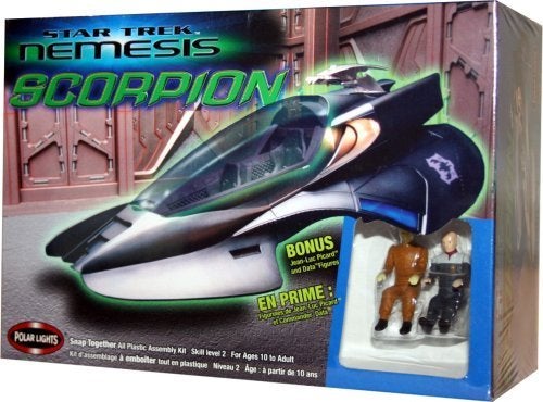 مجموعة نماذج Star Trek Nemesis Scorpion Fighter Snap Together مع بيكارد إضافي وأشكال بيانات من Polar Lights